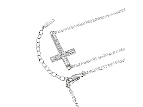 White Cubic Zirconia Platineve® Cross Necklace 1.11ctw