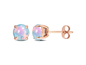 Ethiopian Opal-Blue 10K Pink Gold Earrings 1.80ctw