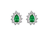 0.70ctw Emerald and Diamond Earrings in 14k White Gold