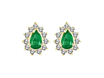 Picture of 0.70ctw Emerald and Diamond Earrings in 14k Yellow Gold