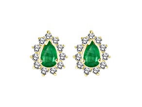 0.70ctw Emerald and Diamond Earrings in 14k Yellow Gold
