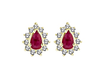 Picture of 0.70ctw Ruby and Diamond Earrings in 14k Yellow Gold