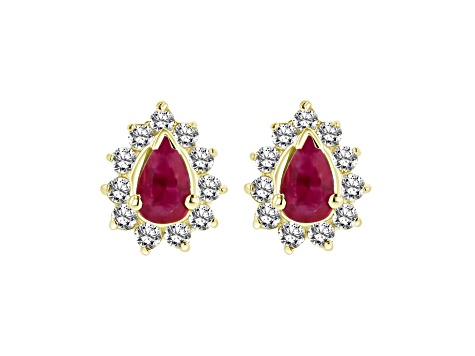 0.70ctw Ruby and Diamond Earrings in 14k Yellow Gold