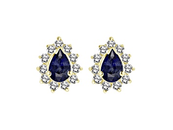 Picture of 0.70ctw Sapphire and Diamond Earrings in 14k Yellow Gold