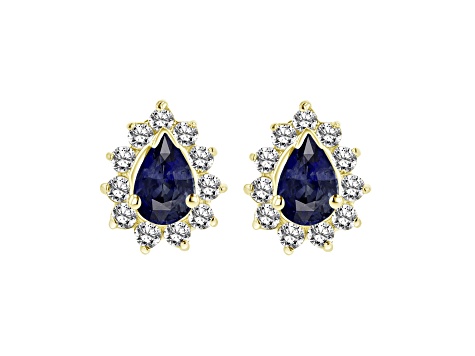 0.70ctw Sapphire and Diamond Earrings in 14k Yellow Gold
