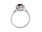 0.65ctw Pear Shaped Ruby and Diamond Ring in 14k White Gold