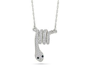 White Diamond Rhodium Over Sterling Silver Snake Station Necklace 0.10ctw