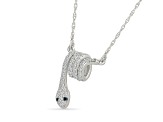 White Diamond Rhodium Over Sterling Silver Snake Station Necklace 0.10ctw