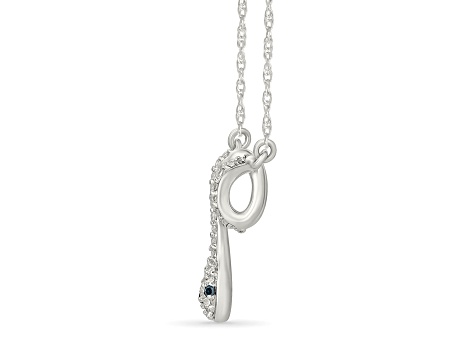 White Diamond Rhodium Over Sterling Silver Snake Station Necklace 0.10ctw