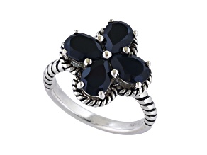EFFY Sterling Silver Black Onyx Flower Ring 1.90ctw