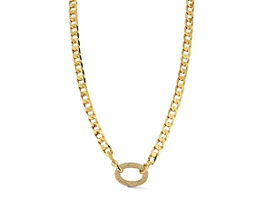 Rachel Zoe 14K Gold Over Brass Pave Cubic Zirconia Link Square Curb Chain Necklace