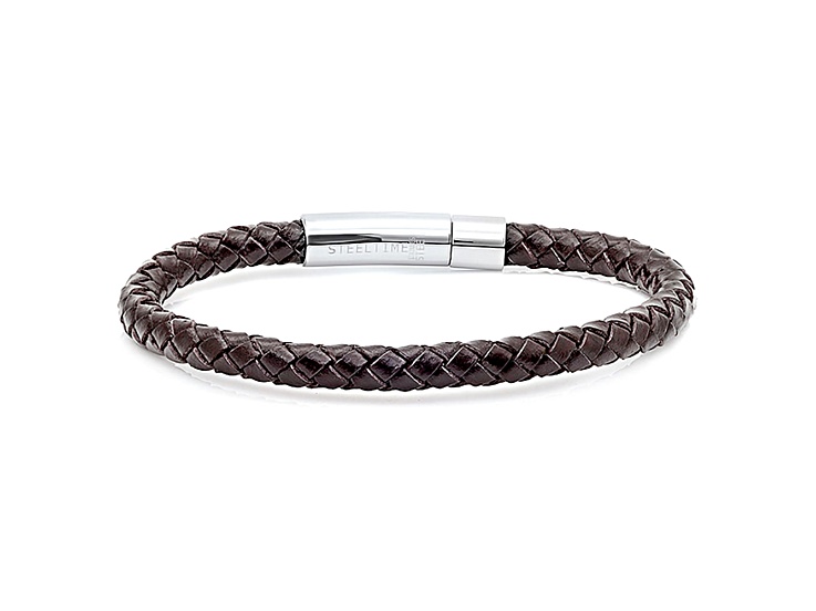 Men's Brown Leather 8.5 inch Braided Bracelet