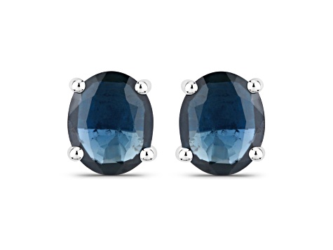 Blue and White Diamond Stud Earrings 10k White Gold - Total of 90 Diamonds Blue and White Diamond Stud Earrings 10k White Gold - Total of 90 Diamonds