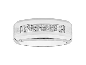 0.12ctw Diamond Cobalt and Stainless Steel 8MM Beveled Edge Band