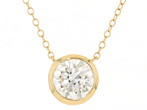 Certified Round White Lab-Grown Diamond F VS1 14K Yellow Gold Solitaire Necklace 2.00ct