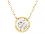 Certified Round White Lab-Grown Diamond F VS1 14K Yellow Gold Solitaire Necklace 2.00ct