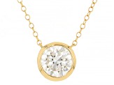Certified Round White Lab-Grown Diamond F VS1 14K Yellow Gold Solitaire Necklace 2.00ct