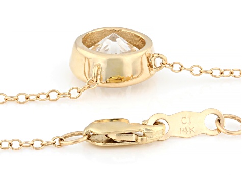 Certified Round White Lab-Grown Diamond F VS1 14K Yellow Gold Solitaire Necklace 2.00ct