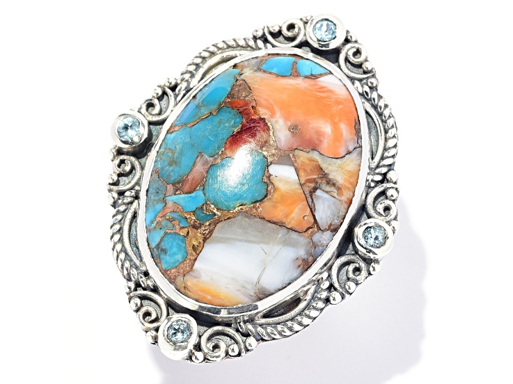 Silver Treasures by Samuel B. Spiny Oyster and Turquoise Sterling
