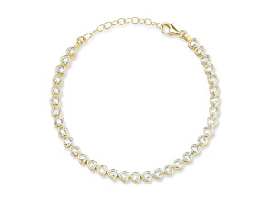 Sterling Statements 14K Yellow Gold Over Sterling Silver Heart CZ Tennis Bracelet