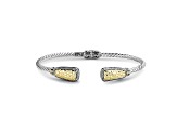 Silver Treasures by Samuel B. Sterling Silver & 18k Gold Twisted Hinged Bangle