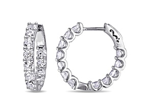 4.10ctw Created White Sapphire Inside-Outside Hoop Earrings in Sterling Silver