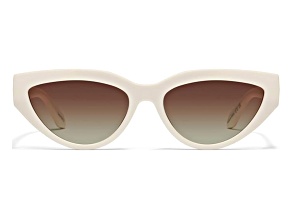 QUAY "NARROW DOWN" Bone Cat Eye Frames / Brown Polarized Lenses Sunglasses