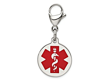 Picture of Stainless Steel Polished with Red Enamel Medical ID Charm