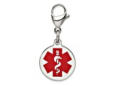 Stainless Steel Polished with Red Enamel Medical ID Charm