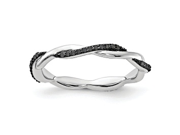 Picture of Sterling Silver Stackable Expressions Polished Black Diamond Ring 0.132ctw
