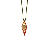 Iridescent Copper and 24k Yellow Gold Dipped Double Evergreen Leaf Necklace