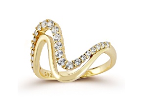 Rachel Zoe 14K Yellow Gold Over Sterling Silver Cubic Zirconia Double Wave Ring