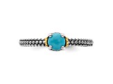 14K Yellow Gold Over Sterling Silver Stackable Expressions Turquoise Antiqued Ring