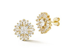 Sterling Statements 14K Yellow Gold Over Sterling Silver CZ Cluster Studs