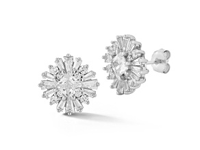 Sterling Statements Rhodium Over Sterling Silver CZ Cluster Studs
