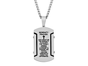 Stainless Steel Serenity Prayer Dog Tag Pendant With Chain