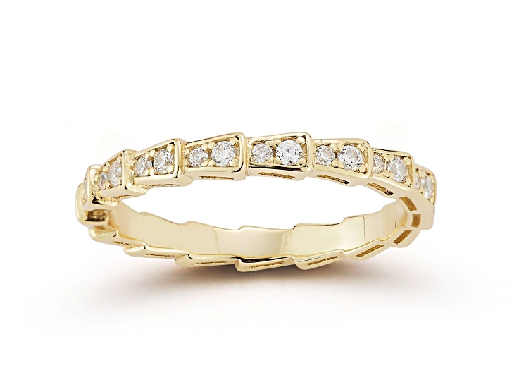 Sterling Statements 14K Yellow Gold Over Sterling Silver CZ Serpent Scale Band Ring