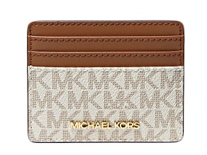 Michael Kors Jet Set Travel Large MK Logo Card Case Holder in Vanilla
