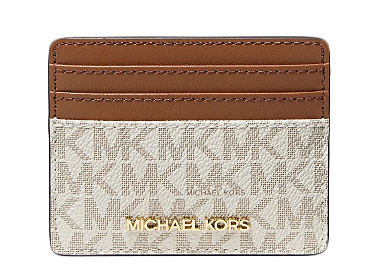 Michael Kors Jet Set Travel Large MK Logo Card Case Holder in Vanilla