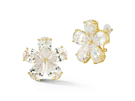 Rachel Zoe 14K Yellow Gold Over Sterling Silver Cubic Zirconia Statement Flower Studs