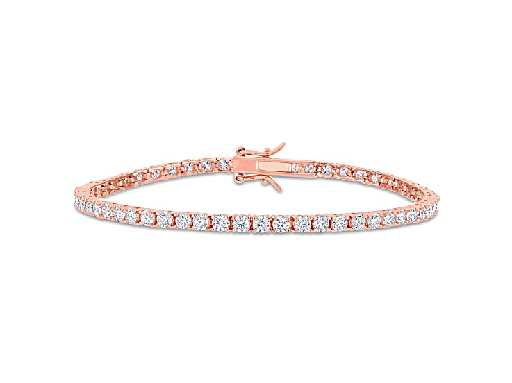5 1/10 CT DEW Created Moissanite Tennis Bracelet in Rose Plated Sterling Silver