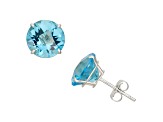 Swiss Blue Topaz Round 10K White Gold Stud Earrings 4.50ctw