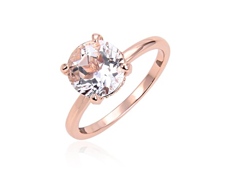 Round White Topaz 14K Rose Gold Over Sterling Silver Solitaire Ring, 3.10ctw