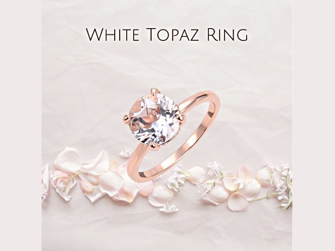 Round White Topaz 14K Rose Gold Over Sterling Silver Solitaire Ring, 3.10ctw