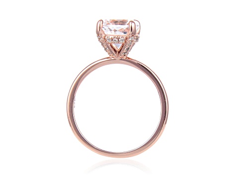 Round White Topaz 14K Rose Gold Over Sterling Silver Solitaire Ring, 3.10ctw