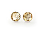 Yellow Round Citrine Sterling Silver Earrings 9ct