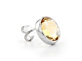Yellow Round Citrine Sterling Silver Earrings 9ct