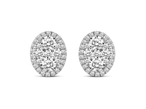 Oval Shape Diamond 14K White Gold Earrings I Color I1 Clarity, 0.50ctw