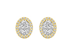 Oval Shape Diamond 14K Yellow Gold Earrings I Color I1 Clarity, 0.50ctw