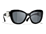 Chanel Black Cat Eye with Silver Tone Heart Detail Frame